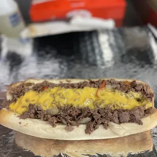 Cheesesteak with cheese wiz