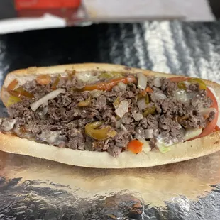 Cheesesteak Hoagie with mushrooms and onions