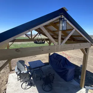 a covered patio area