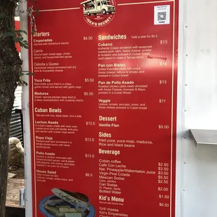 Menu - they also have tacos made with the same meat