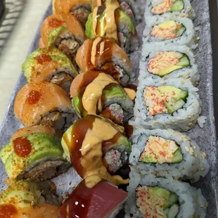 Nebraska summer roll, spicy tuna roll