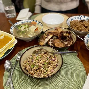 Pancit Palabuk, Sizzling Bangus Sisig, chop suey, Crispy Pata, Adobo Rice