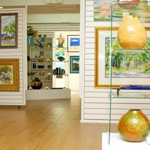 Interior view of IAA Art Gallery exhibits --- all local arts and crafts.