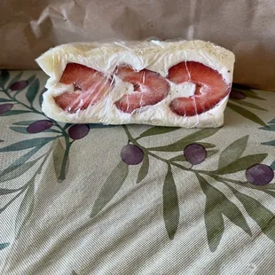 Strawberry Sandwich with whipped on Japanese bread