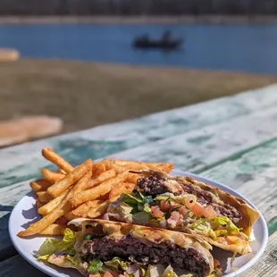 Quesa Burger and Fries