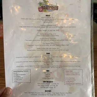 the menu