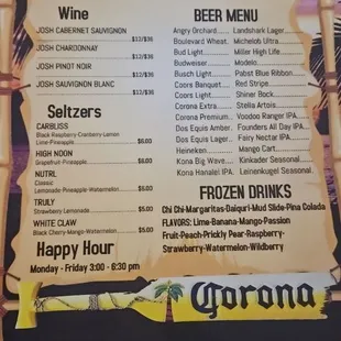 Drink menu