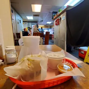 a tray of food on a table