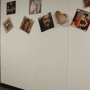 Fun memorabilia on the wall leading up to the counter.