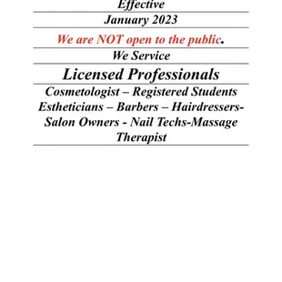 Island Beauty is NOT open to the Public. Licensed PROF only. Mahalo