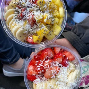 &quot;Beach Bowl&quot; (minus the kiwi) and &quot;Keep it Clean Brah&quot; acai bowls