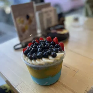 Blue Island &amp; Mango base with blue chia pudding is one of my family and Is fav!