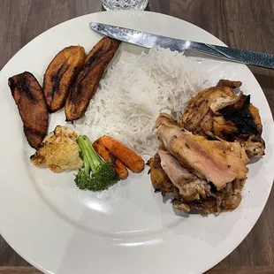 Tobago Roast Chicken with Vegetables Dinner - delicious