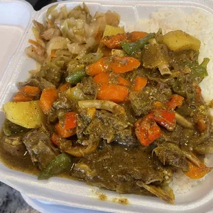 Curry Goat and white rice