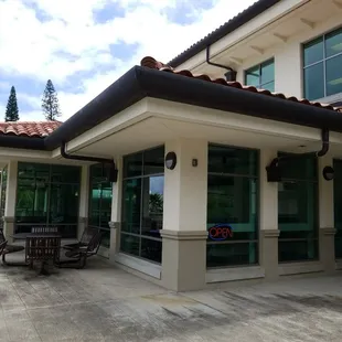 Located behind the library