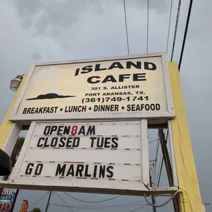a sign for the restaurant