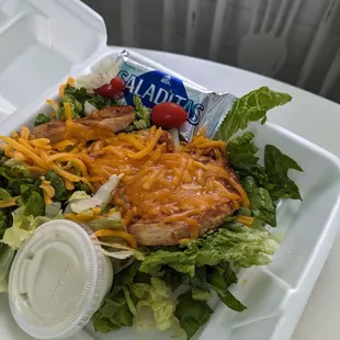 Day #2 island cafe take out... grilled chicken salad...good