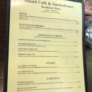 Breakfast Menu