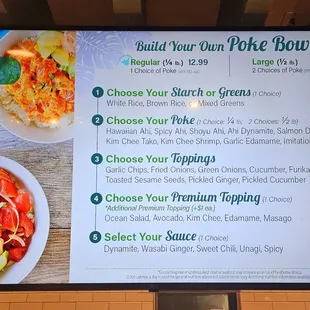 Pokè menu board as of April 2024.