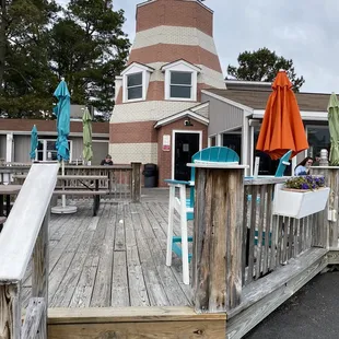a view of the lighthouse from the deck