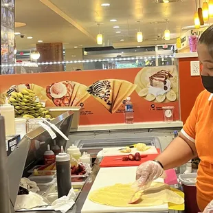 Spreading on the custard