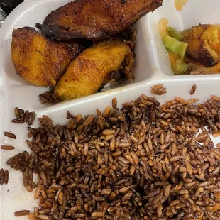 Rice and Peas and Fried Sweet Plantains