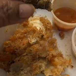 There no visible crab shells (the amount of crabs is usually epic). This is not crab meat. Not sure what the heck I consumed.