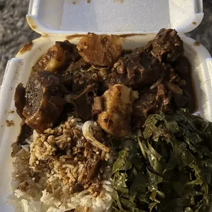Oxtail Dinner Special with collard green