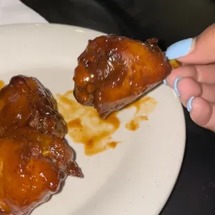a plate of food being eaten