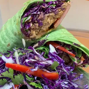a wrap filled with vegetables