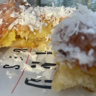 Inside the pineapple fritter with coconut