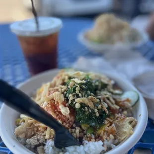 a bowl of rice and vegetables