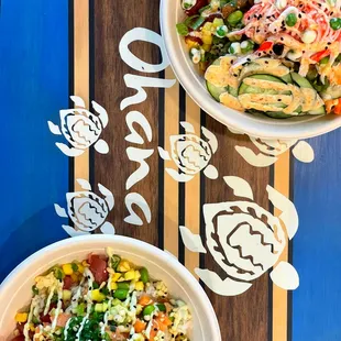 two bowls of food on a table