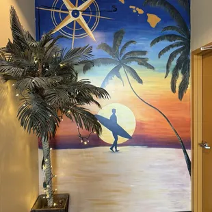 Cute decor by the bathrooms