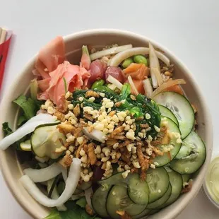 Build your own bowl with tuna and salmon