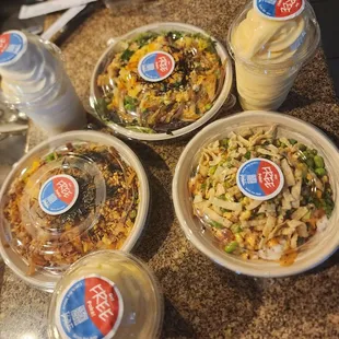3 build your own poke bowls with so many delicious toppings.  Eeeeeee!!!
