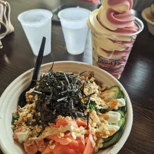 Build Your Own Bowl - $14 for 3 scoops of protein (+$6 for double protein). Dole Whip $4!!!