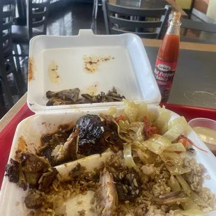 Jerk chicken with fried rice