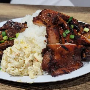Mix plate, teriyaki and kalbi short rib.