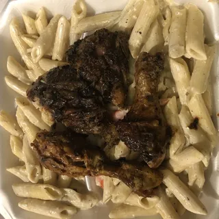 Large Pasta with Jerk Chicken