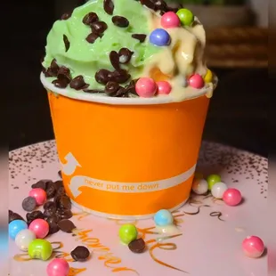12oz cup $5 on No Weigh Tuesdays with 3 toppings of your choice.