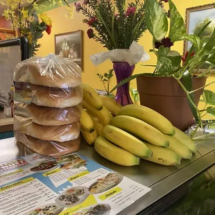 a bunch of bananas on a counter