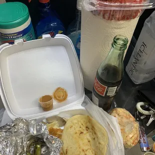a variety of food items on a table