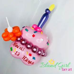 Island Girl Face Art Balloons CUPCAKE