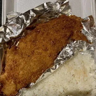 Fried Haddock with Coconut Rice