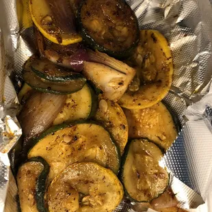 grilled vegetables in foil