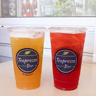 New mamaki teas: Strawberry Lilikoi (left) and Orange Hibiscus (right)