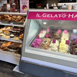 a display of various types of donuts