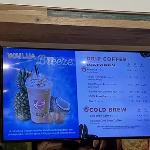 coffee menu