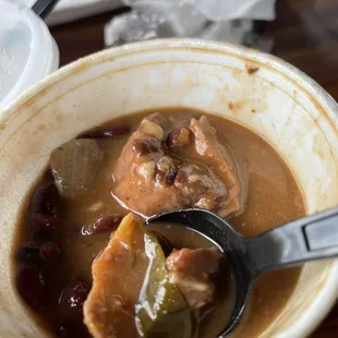 Red Pea Soup with oxtail, beef and dumpling.